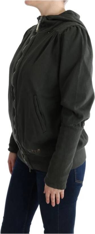 D.Exterior Gray Top Hooded Cotton Zipper Sweater Grijs Dames