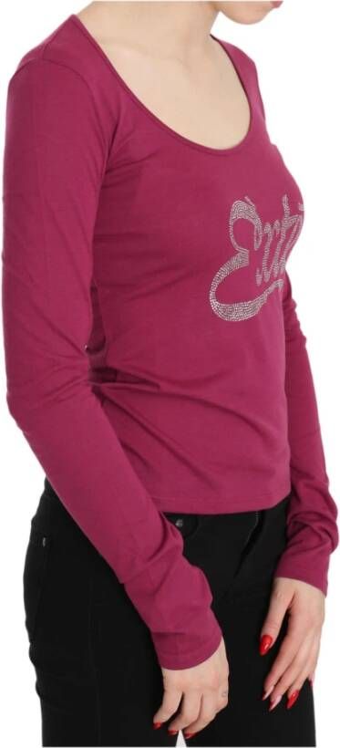 D.Exterior Pink Exte Crystal Embellished Long Sleeve Top Roze Dames