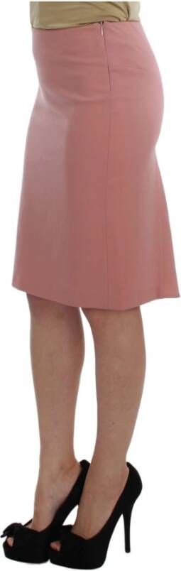 D.Exterior Pink Wool Stretch Straight Pencil Skirt Roze Dames