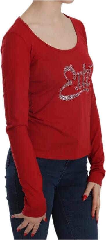 D.Exterior Red Crystal Embellished Long Sleeve Blouse Rood Dames