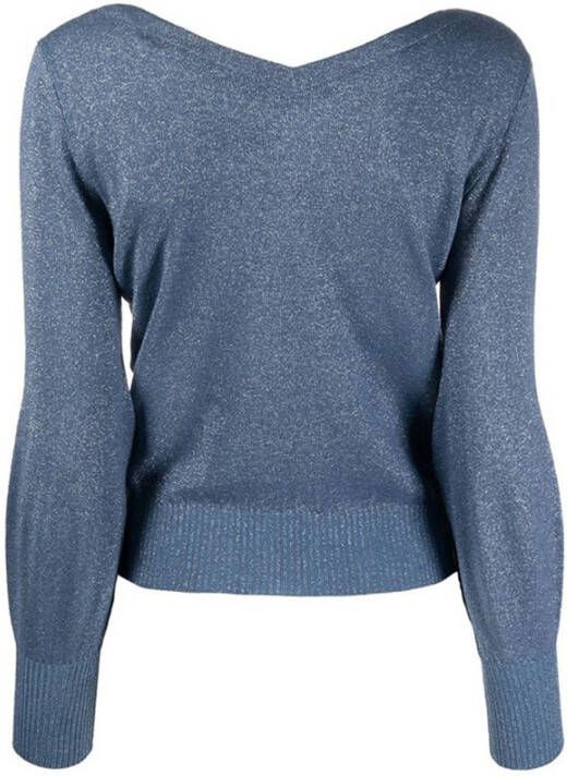 D.Exterior V-hals gebreide kleding Blauw Dames