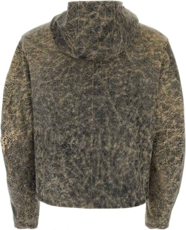 Diesel Stijlvolle Rits Leren Sweatshirt Groen Heren