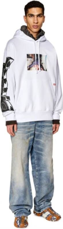 Diesel Witte hoodie S-Macs-Hood-L3 Wit Heren