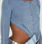 Diesel Avant-Garde Denim Longsleeve Top Blue Dames - Thumbnail 2