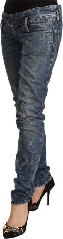 Diesel Blauwe Distressed Lage Taille Skinny Jeans Blauw Dames