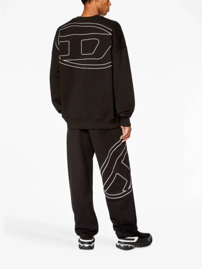 Diesel Zwarte Katoenen Sweatshirt met Maxi Ovaal D Logo Zwart Heren