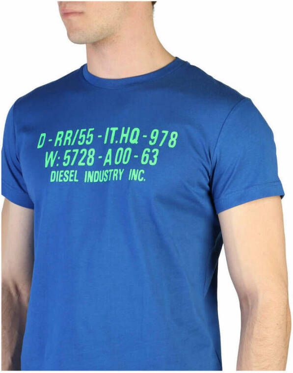 Diesel Heren T-shirt van katoen met logo prints Blauw Heren