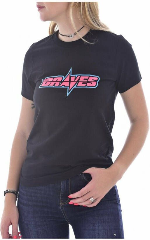 Diesel Bedrukt katoenen T-shirt Zwart Dames