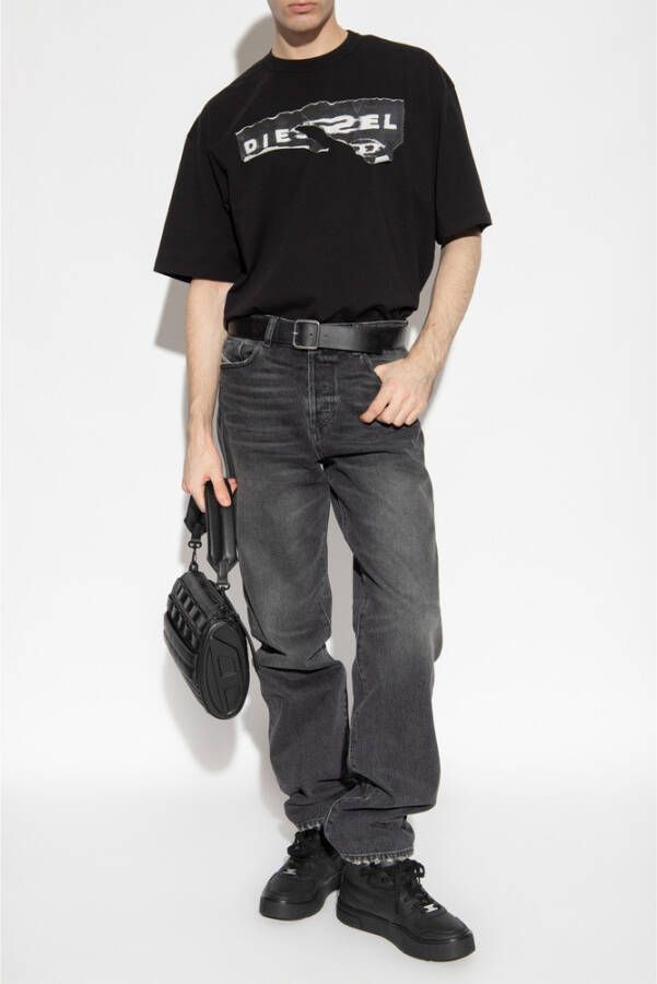 Diesel Zwart Katoenen Logo T-Shirt Zwart Heren