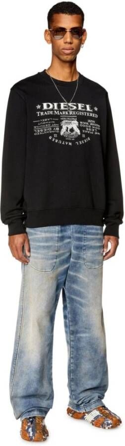 Diesel Zwart Katoenen Sweatshirt met Logo Print Zwart Heren