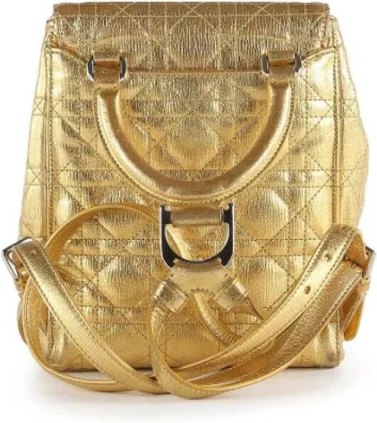 Dior Vintage Pre-owned Leather backpacks Geel Dames