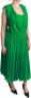 Dolce & Gabbana 100% Silk Green Sleeveless Pleated Maxi Dress Groen Dames - Thumbnail 2