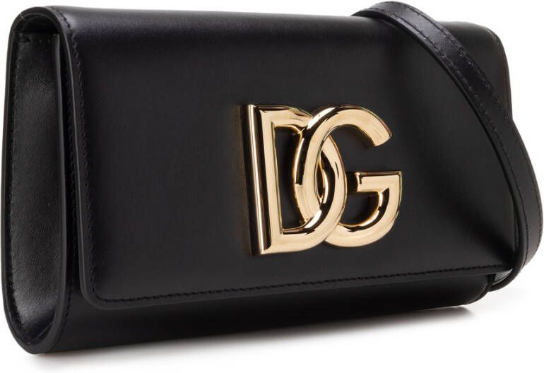 Dolce & Gabbana 3.5 Logo Leather Clutch Zwart Dames