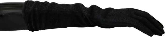 Dolce & Gabbana Authentieke Handschoenen Middelarm Lengte Zwart Grijs Gemaakt in Italië Zwart Dames