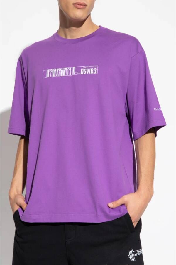 Dolce & Gabbana Bedrukt T-shirt Purple Heren