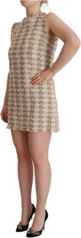 Dolce & Gabbana Beige Checkered Sleeveless Mini Shift Dress Beige Dames