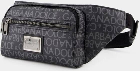 Dolce Gabbana Logo Spalmato Tas Stof Zwart Black Heren