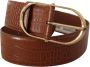 Dolce & Gabbana Breed Taille Leren Riem met Gouden Ovaal Metalen Gesp Brown Dames - Thumbnail 2