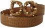Dolce & Gabbana Bruin Krokodil Patroon Leren Logo Amore Riem Brown Dames - Thumbnail 2