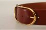 Dolce & Gabbana Maroon Leren Riem met Gouden Ovaal Gesp Brown Dames - Thumbnail 3