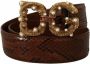 Dolce & Gabbana Brown Exotic Leather Logo Buckle Amore Belt Bruin Unisex - Thumbnail 2