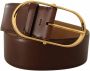 Dolce & Gabbana Stijlvolle Leren Riem met Gouden Ovaal Gesp Bruin - Thumbnail 2