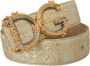 Dolce & Gabbana Groene Brede Brokaat Jacquard DG Logo Gouden Gesp Riem Green Dames - Thumbnail 2