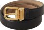 Dolce & Gabbana Elegant Zwart Leren Taille Riem met Gouden Metalen Logo Gesp Black Dames - Thumbnail 2