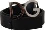 Dolce & Gabbana Zwart Leren Logo Riem voor Mannen Black Heren - Thumbnail 2