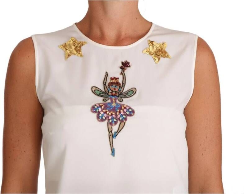 Dolce & Gabbana Betoverende Kristallen Pailletten Feeën Top White Dames