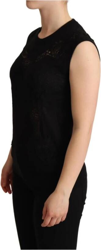 Dolce & Gabbana Black Cashmere Silk Cutout Tank Top Zwart Dames