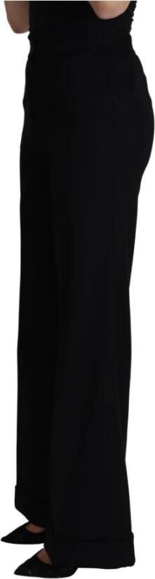 Dolce & Gabbana Black Cashmere Wide Leg Women Trouser Pants Zwart Dames