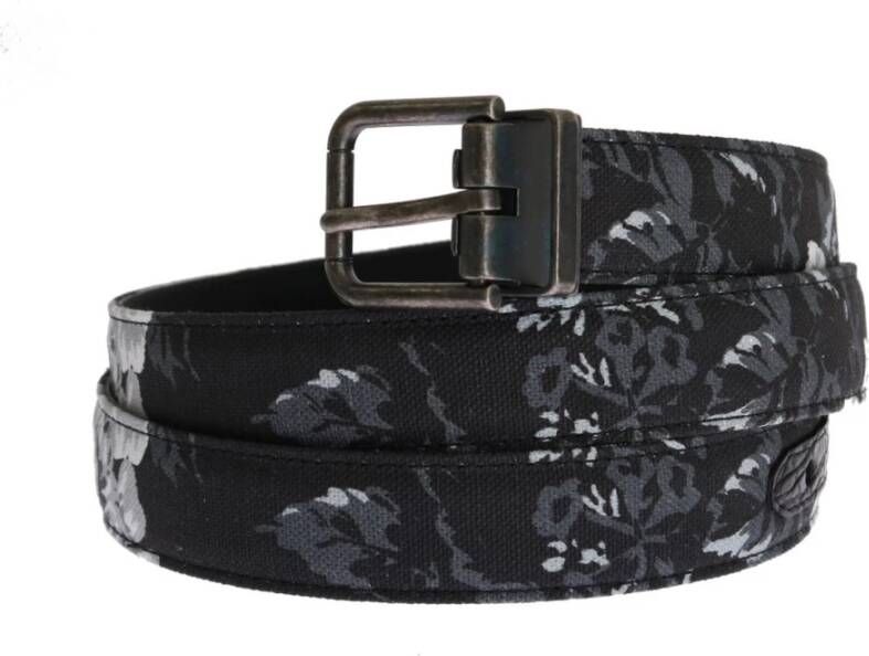 Dolce & Gabbana Black Cayman Linen Leather Belt Zwart Heren