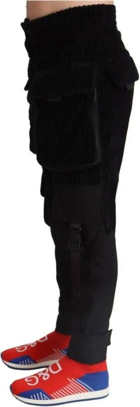 Dolce & Gabbana Black Cotton Skinny Corduroy Cargo Pants Zwart Heren