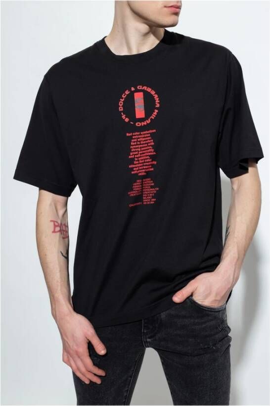 Dolce & Gabbana Black Cotton T-Shirt Zwart Heren