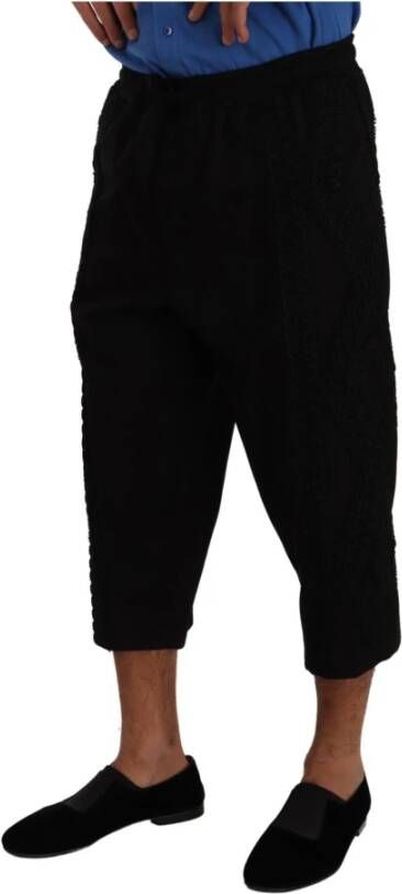 Dolce & Gabbana Black Cotton Torero Cropped Short Trouser Pants Zwart Heren
