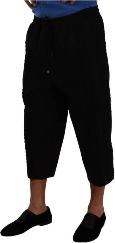Dolce & Gabbana Black Cotton Torero Sweatpants Shorts Pants Zwart Heren
