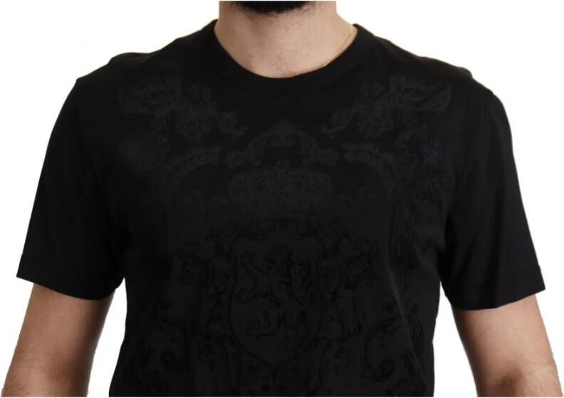 Dolce & Gabbana Black DG Baroque Cotton Crewneck T-shirt Zwart Heren