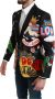 Dolce & Gabbana Zwarte Wol Patchwork Blazer DG Heaven Multicolor Heren - Thumbnail 2