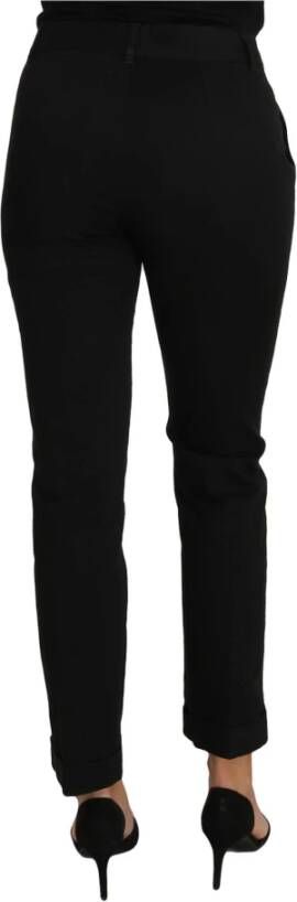 Dolce & Gabbana Black Dress Cropped Straight Pants Zwart Dames