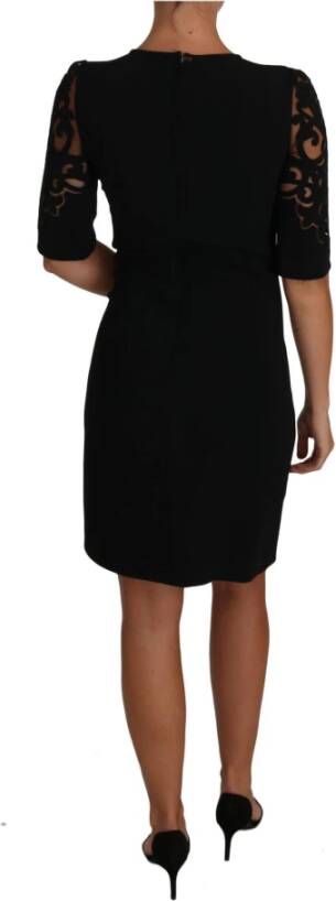 Dolce & Gabbana Black Floral Cut Out Pattern Coctail Dress Zwart Dames