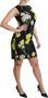 Dolce & Gabbana Zwarte Mouwloze Sheath Mini Jurk met Bloemenprint Black Dames - Thumbnail 2