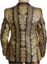 Dolce & Gabbana Zwart Goud Jacquard Peak Revers Blazer Multicolor Heren - Thumbnail 2