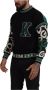 Dolce & Gabbana Black Green Cotton King Star Crewneck Pullover Sweater Zwart Heren - Thumbnail 2