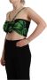 Dolce & Gabbana Dolce Gabbana Black Green Leaf Silk Halter Cropped Top Black Dames - Thumbnail 2
