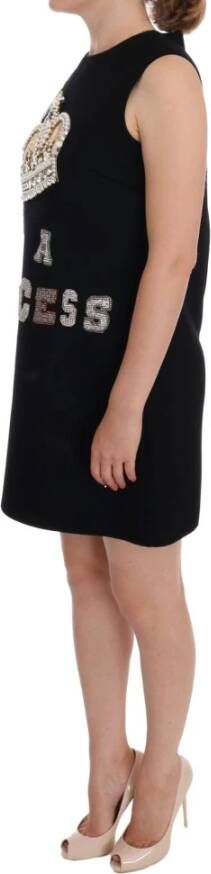 Dolce & Gabbana Black I AM A Princess Crystal Shift Dress Zwart Dames