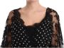Dolce & Gabbana Zwarte Kant Bloemen Polka Maxi Capri Jurk Black Dames - Thumbnail 2