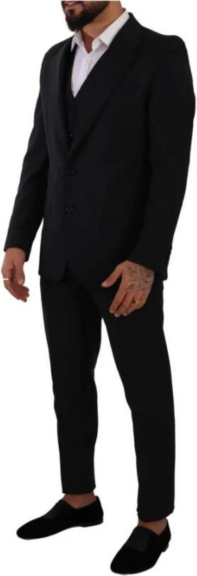 Dolce & Gabbana Black Martini Slim Fit 3 Piece Suit Zwart Heren
