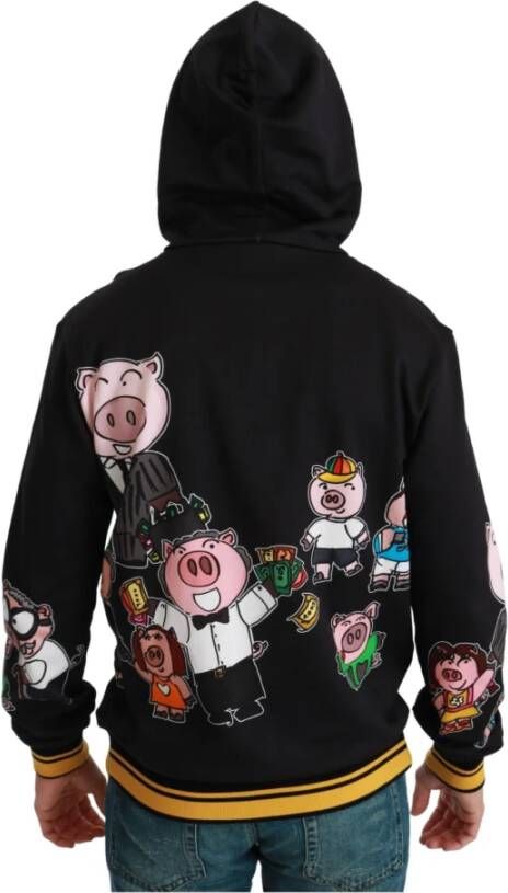 Dolce & Gabbana Black Pig of the Year Hooded Sweater Zwart Heren