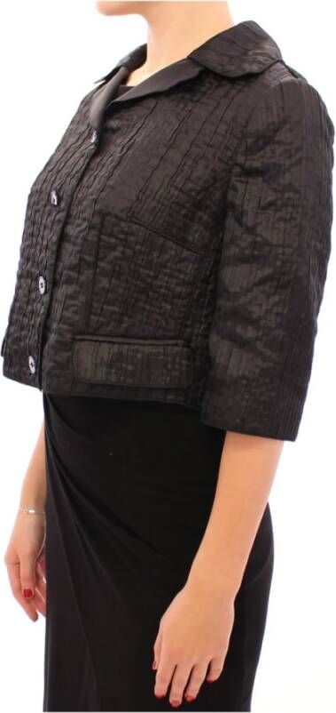 Dolce & Gabbana Black Short Bolero Shrug Jacket Coat Zwart Dames